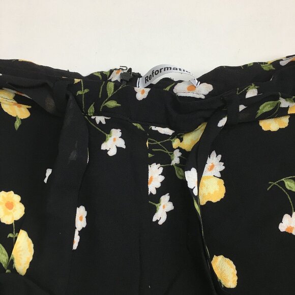 REFORMATION Piazza Black Floral Print Belted Wide Leg Palazzo Culotte Pant - Picture 6 of 13